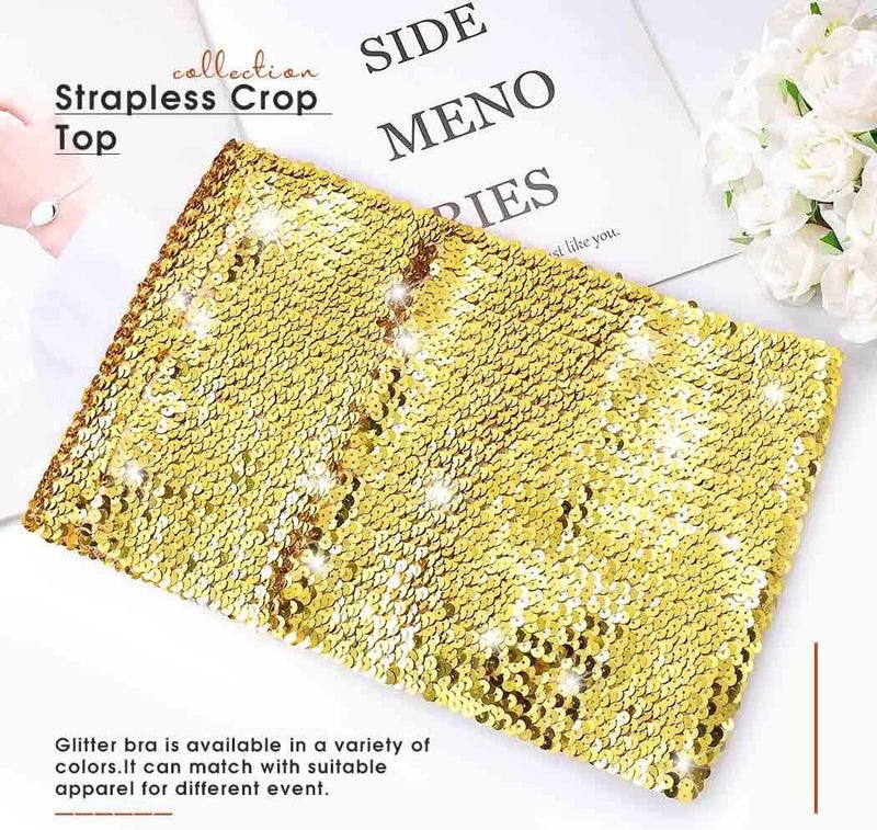 Nicute Sequin Tube Top Sparkly Crop Tops for Women - Image 2